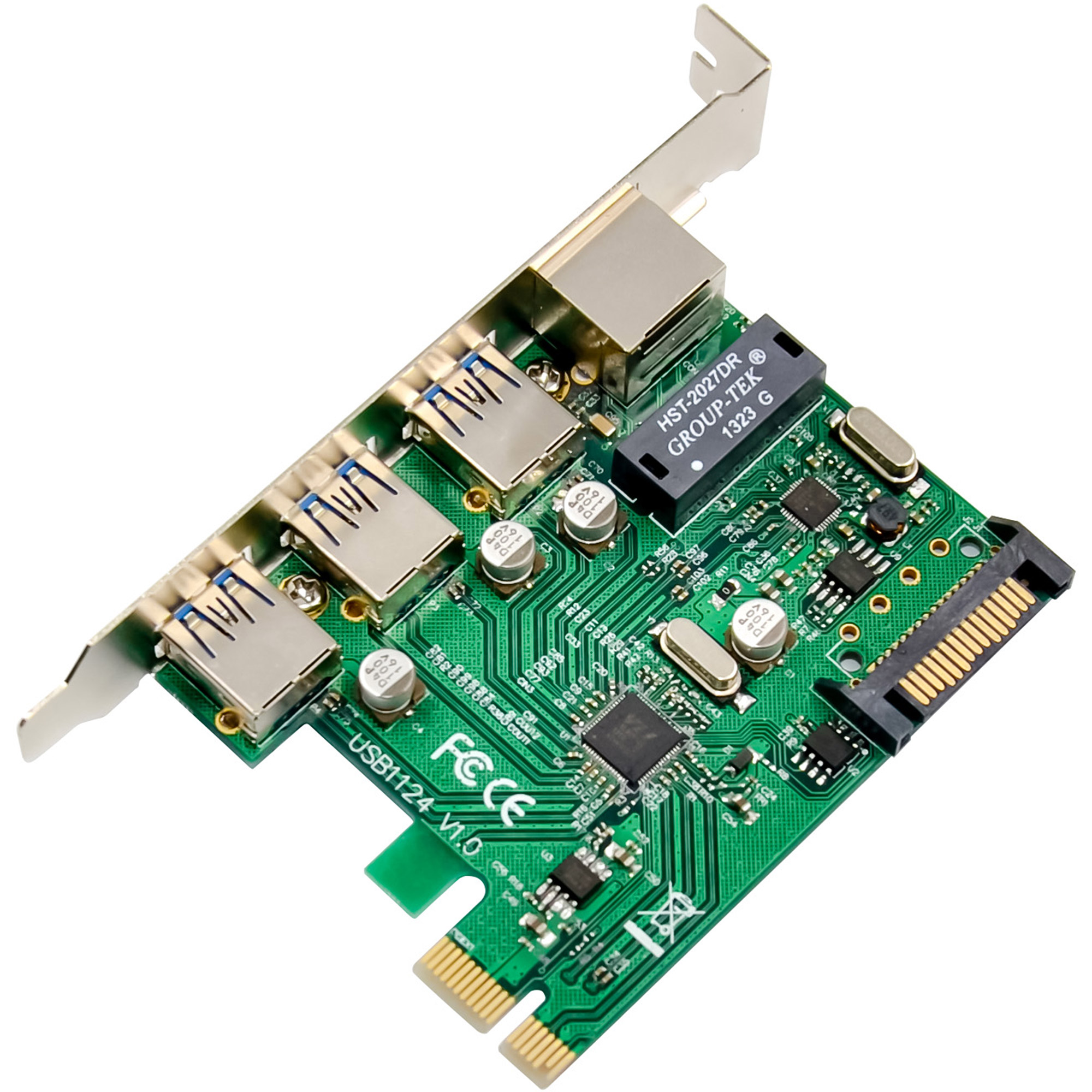 InLine® Combokarte Gigabit Netzwerk und USB 3.2 Gen.1, 1x RJ45, 3x USB-A