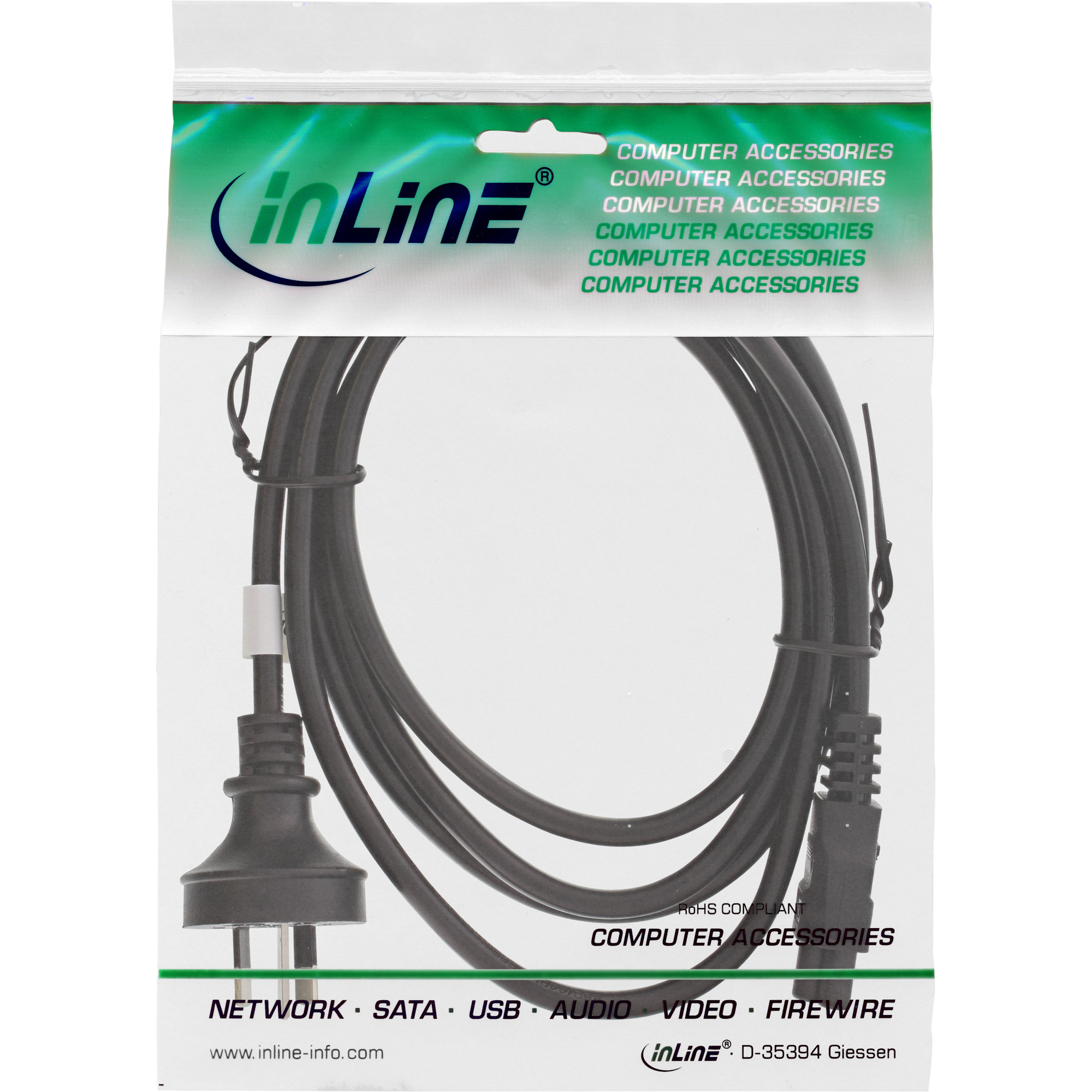 Inline® Netzkabel für Notebook, Australien, 3pol Kupplung, 2m Inline® Netzkabel für Notebook, Australien, 3pol Kupplung, 2m