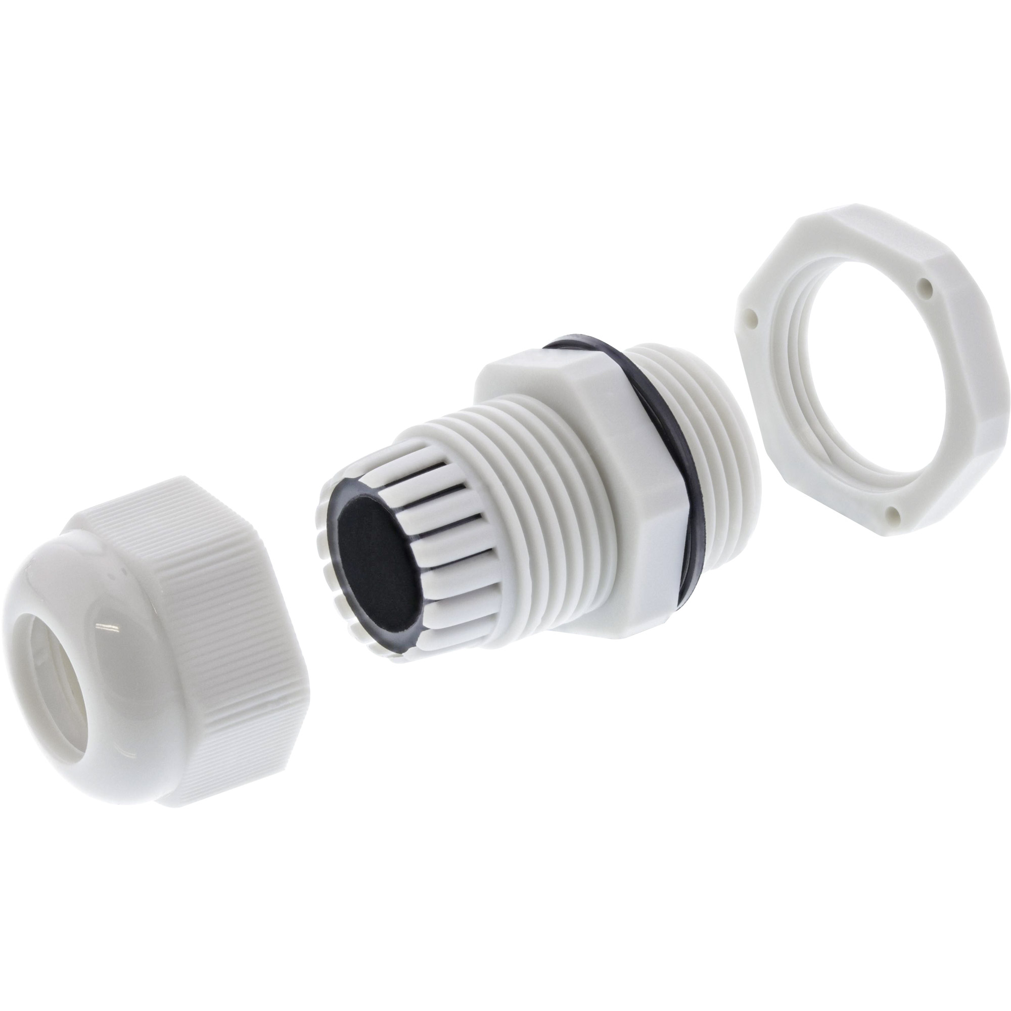 Inline® Kabeldurchführung PG 7 Nylon IP68 3,5-6mm, grau, 10 Stück