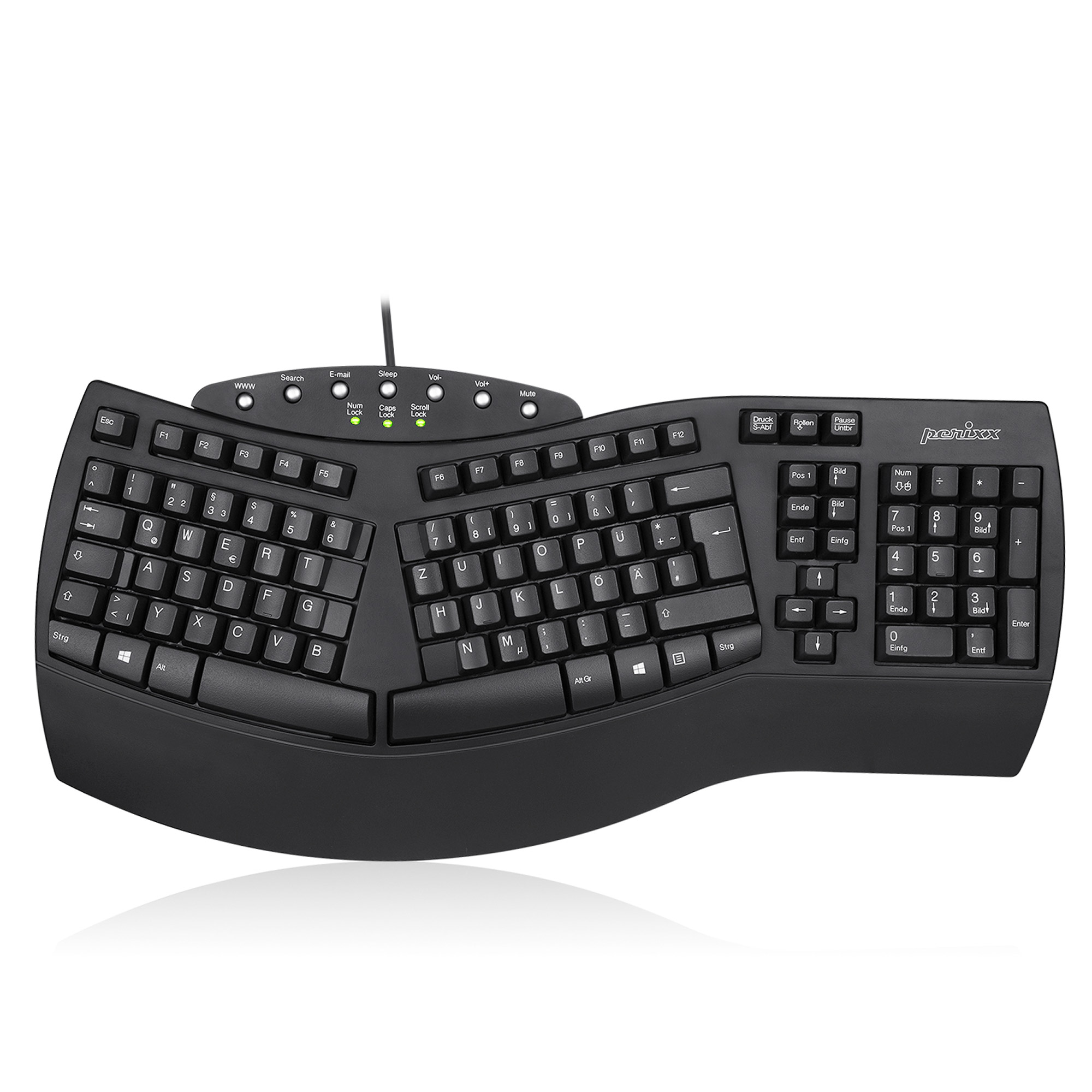 Perixx PERIBOARD-512 DE, Ergonomische USB-Tastatur, schwarz Perixx PERIBOARD-512 DE, Ergonomische USB-Tastatur, schwarz