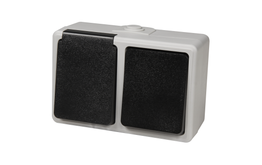 Feuchtraum Kombi-Dose McPower ''Taff'', 250V~, Schalter+Steckdose, IP44, AP, grau