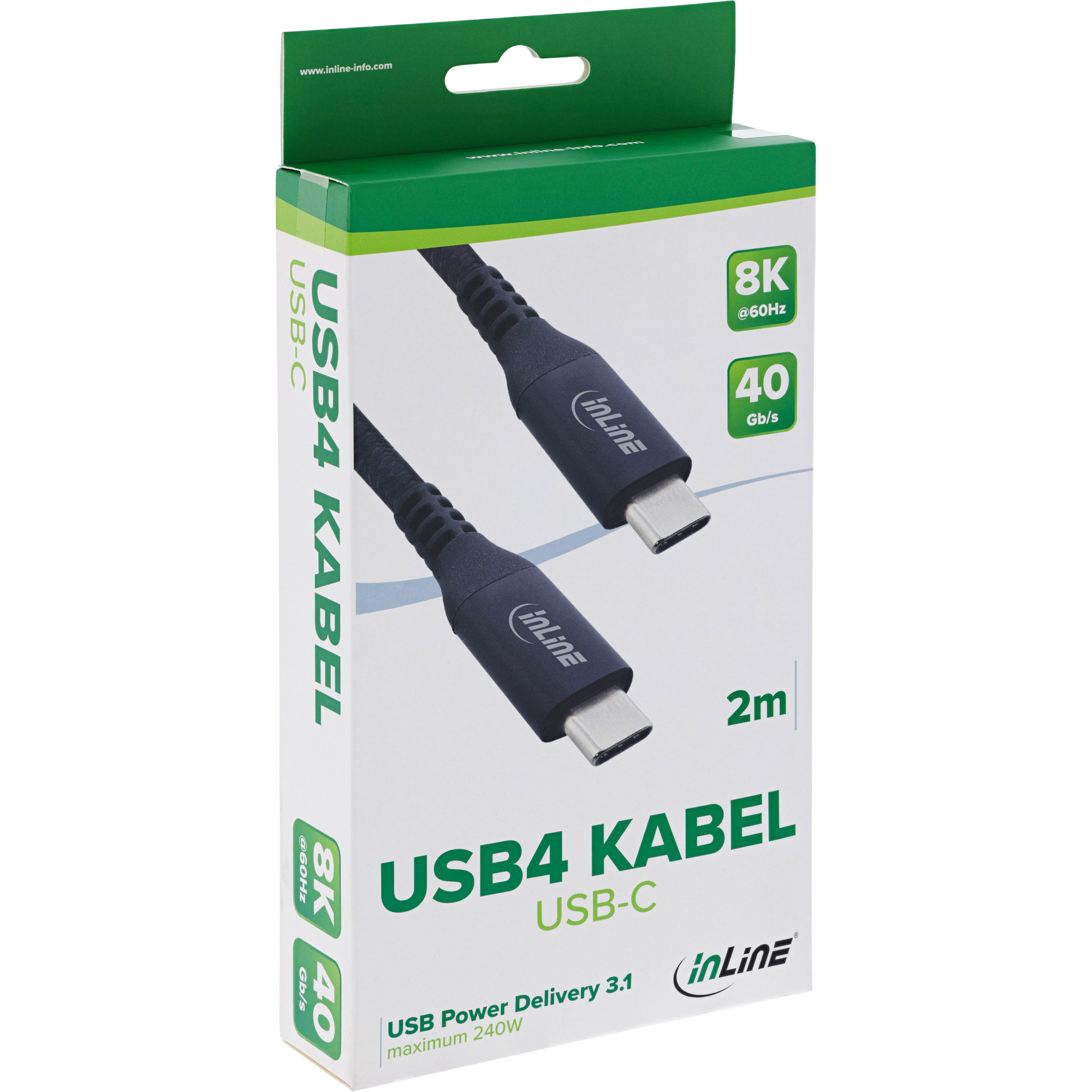 InLine® USB4 Kabel, USB-C Stecker/Stecker, 8K60Hz, schwarz, 2m