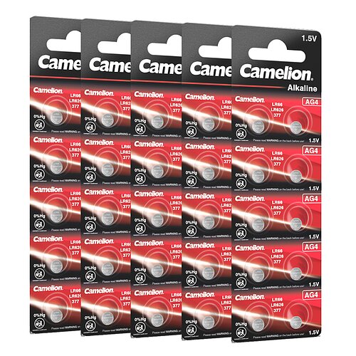 5 x Camelion AG4 LR66 LR626 377 1.5V Alkaline Knopfzelle - 10er Verpackung 5 x Camelion AG4 LR66 LR626 377 1.5V Alkaline Knopfzelle - 10er Verpackung