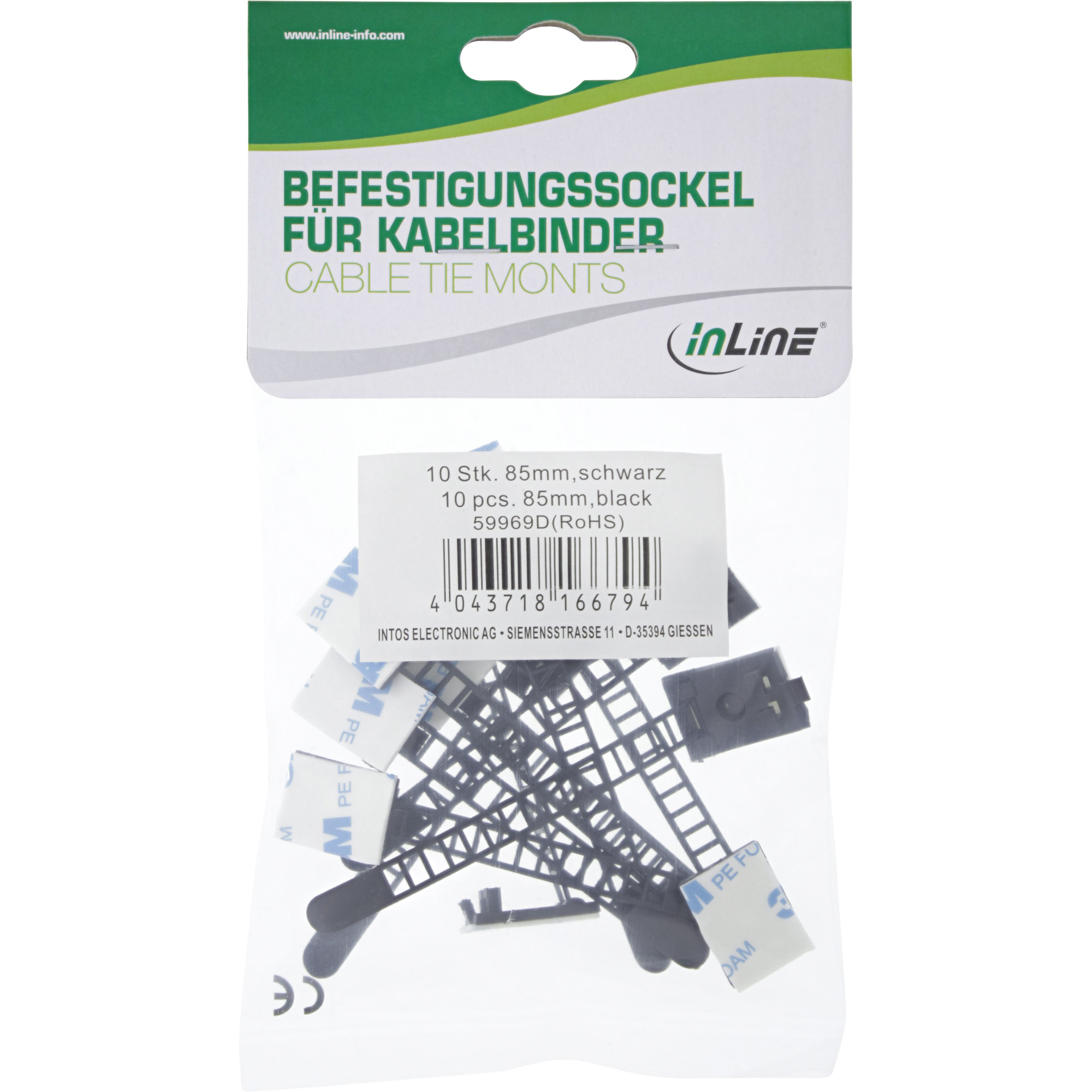 Inline® Kabelbinder Bündelklemme 64mm, schwarz, 10 Stück