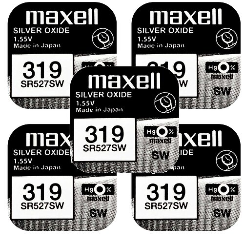 5x Maxell SR527SW SR64 319 Silberoxid Batterie 1,55 V