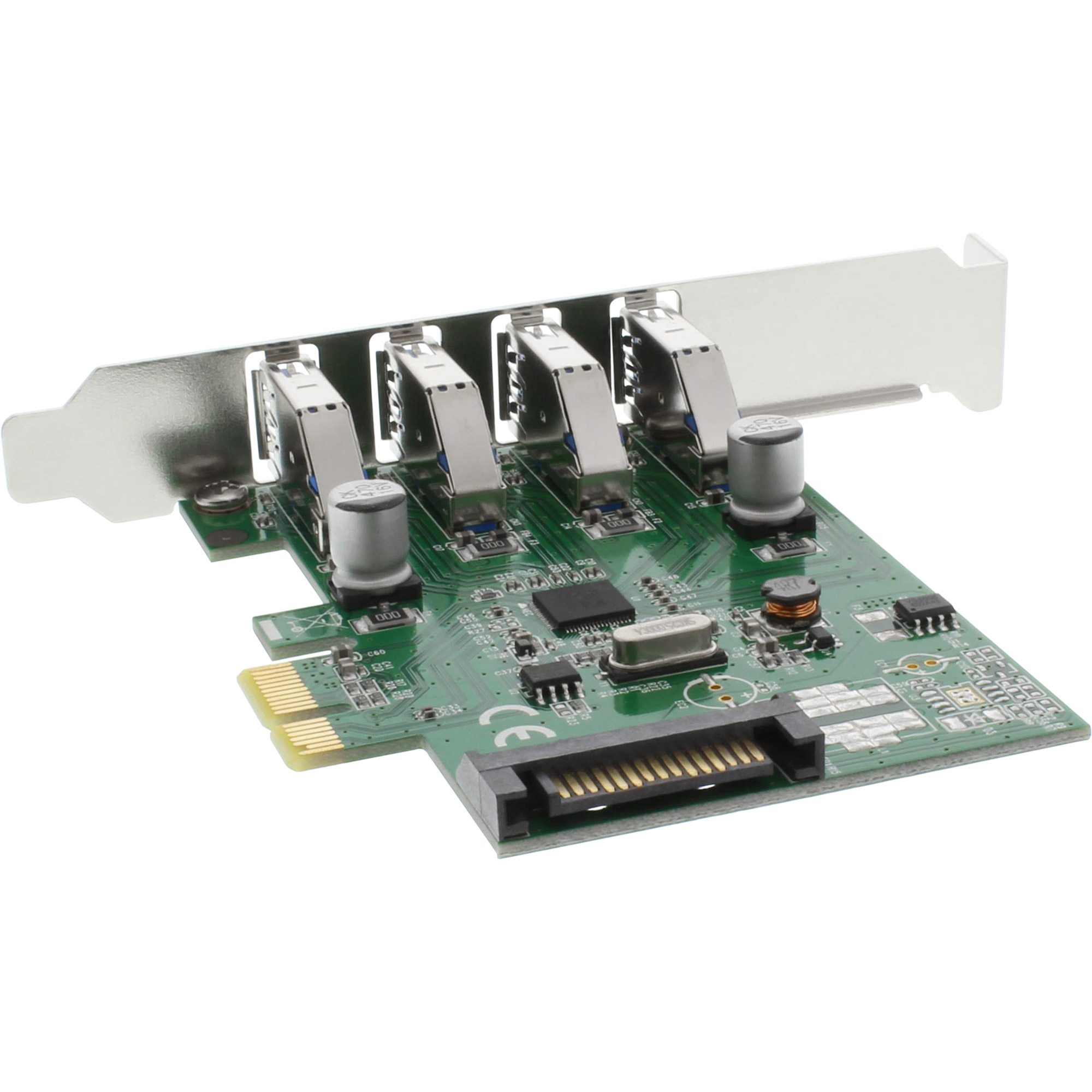 Inline® Schnittstellenkarte, 4x USB 3.0, PCIe, inkl. Low-Profile Slotblech