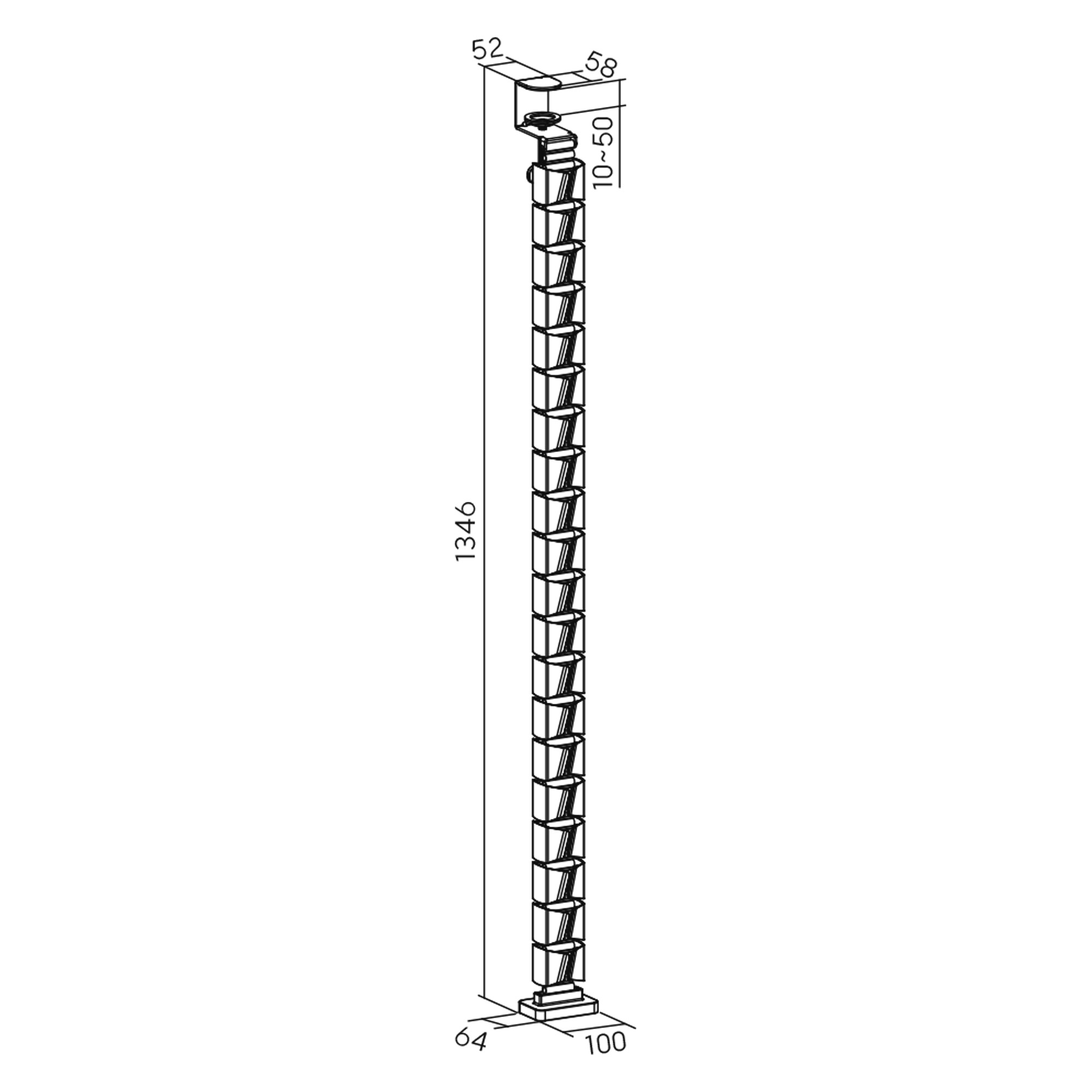 InLine® Kabelkanal flexibel für höhenverstellbare Tische mit Tischklemme Schwarz