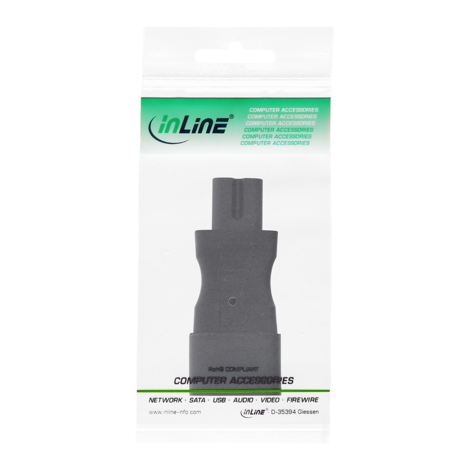 Inline® Netzadapter IEC 60320 C14 / C7, 3pol. Kaltgeräte zu 2pol.