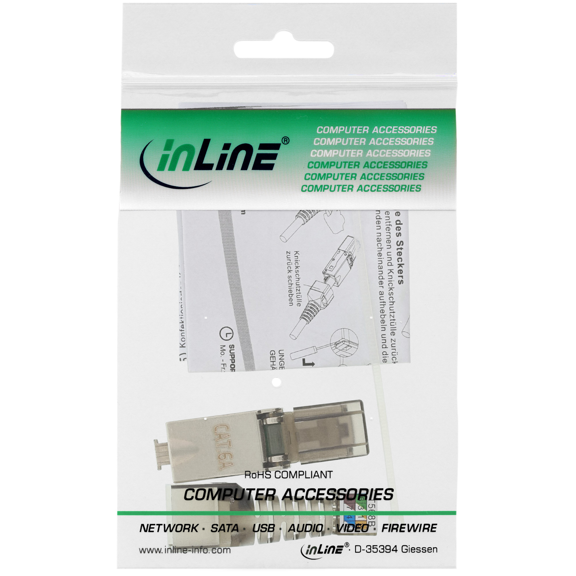 Inline® RJ45 Stecker Cat.6A 500MHz, feldkonfektionierbar, geschirmt