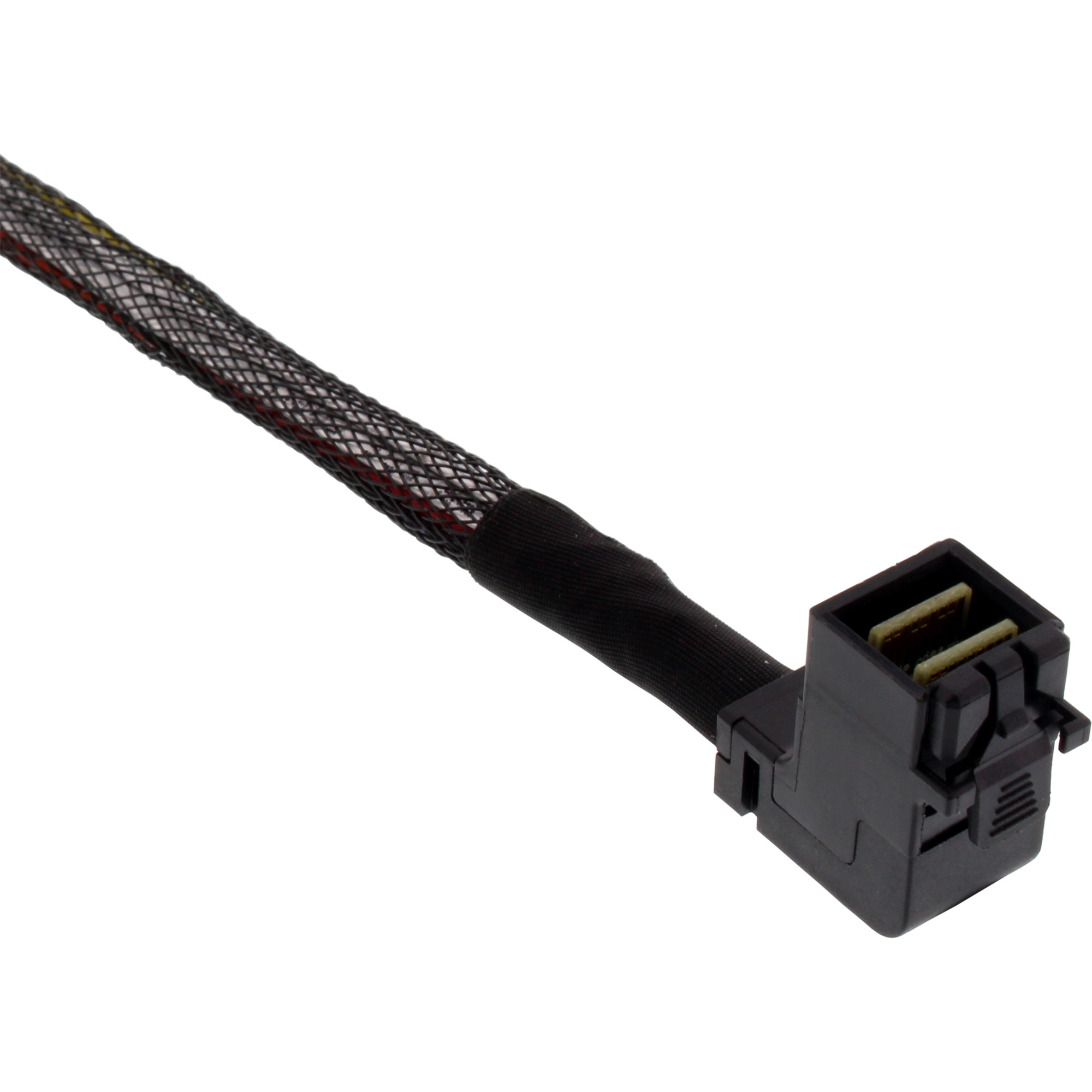 Inline® Mini SAS HD Kabel, SFF-8643 gewinkelt zu 4x SFF-8482 + Strom, 1m