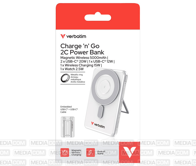 Powerbank Charge'n'Go 2C, 5.000mAh, Klappstand, silber Powerbank Charge'n'Go 2C, 5.000mAh, Klappstand, silber