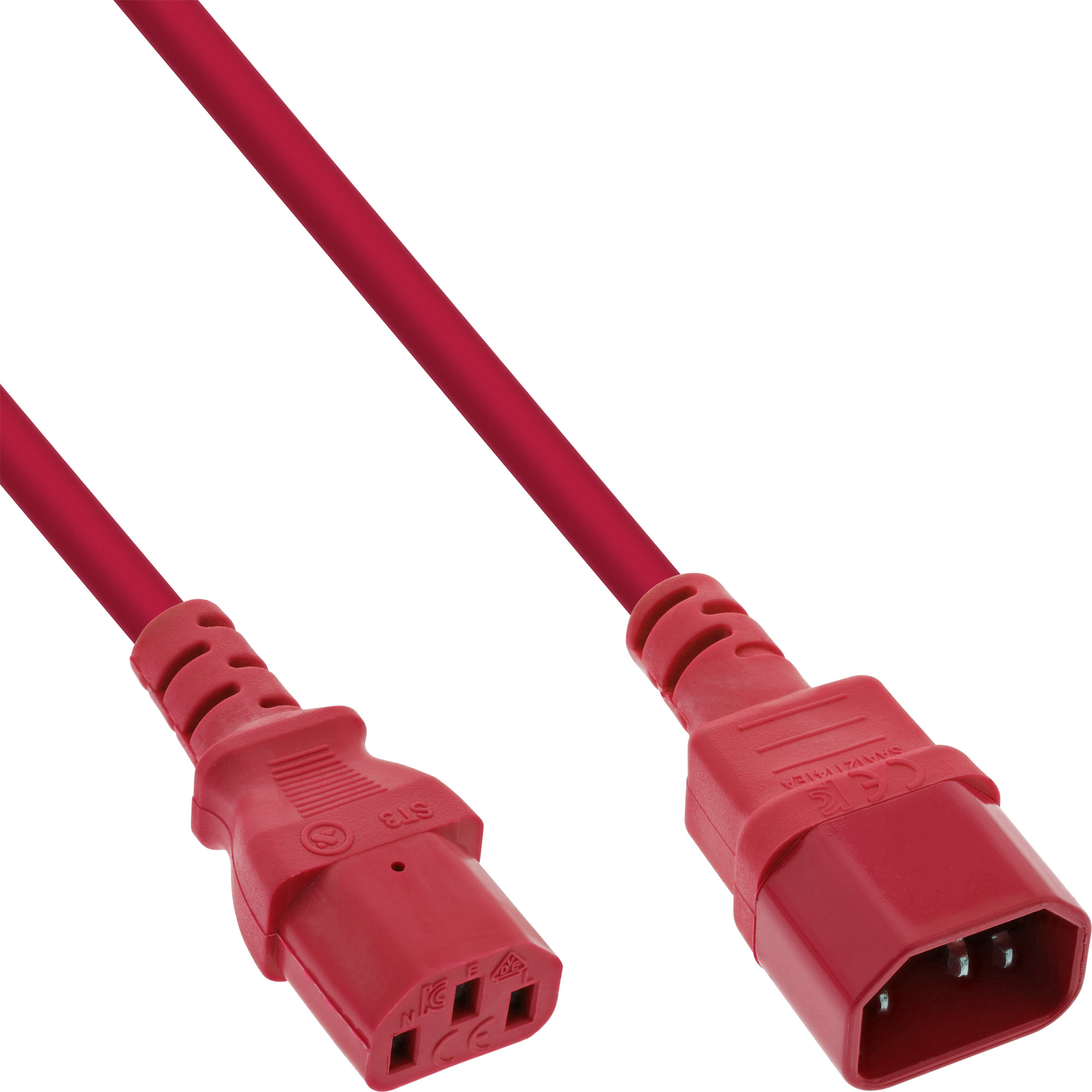 55er Bulk-Pack InLine Kaltgeräteverlängerung, C13 auf C14, rot, 1m