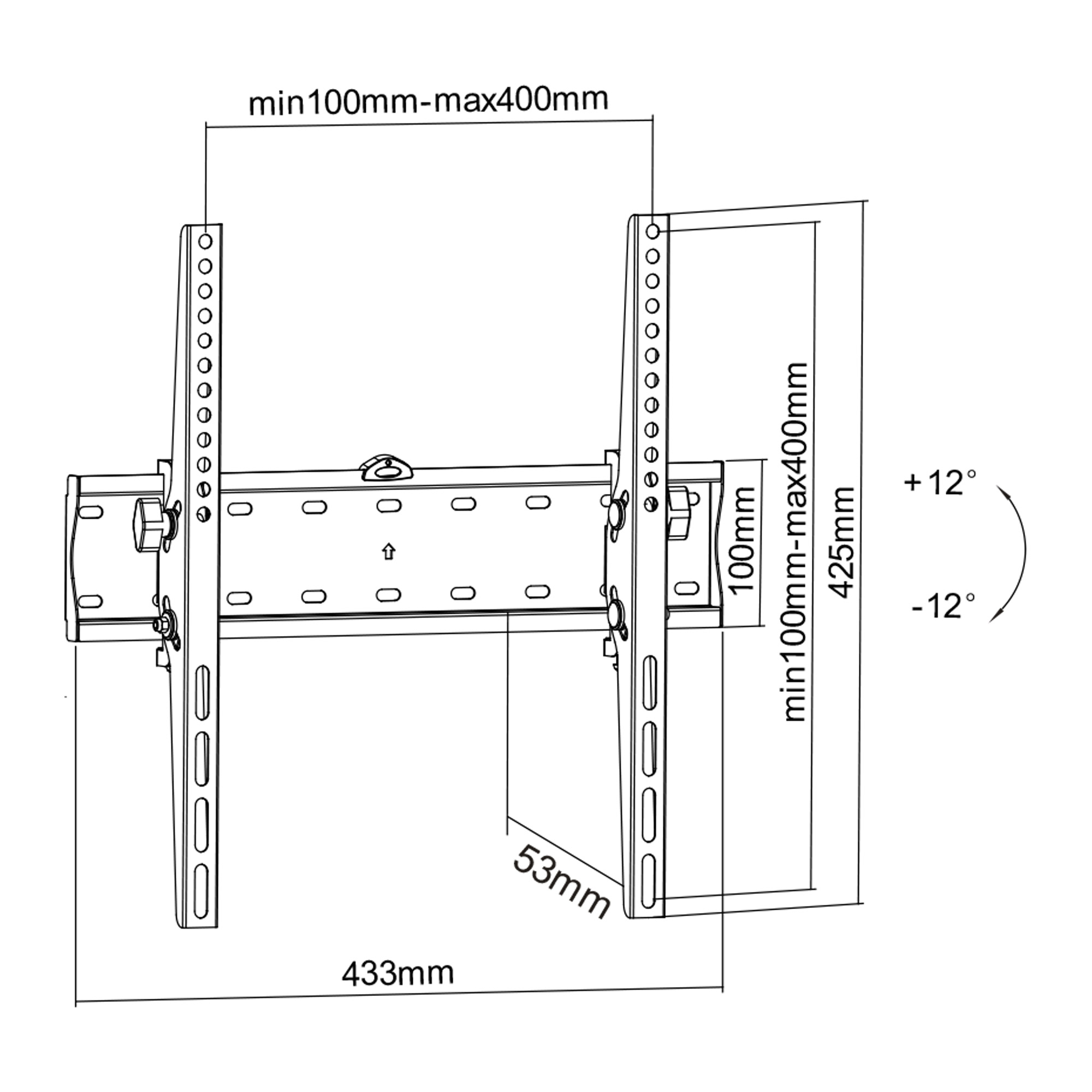 Inline® Basic Wandhalterung neigbar, für Flach-TV 81-140cm (32-55"), max. 40kg