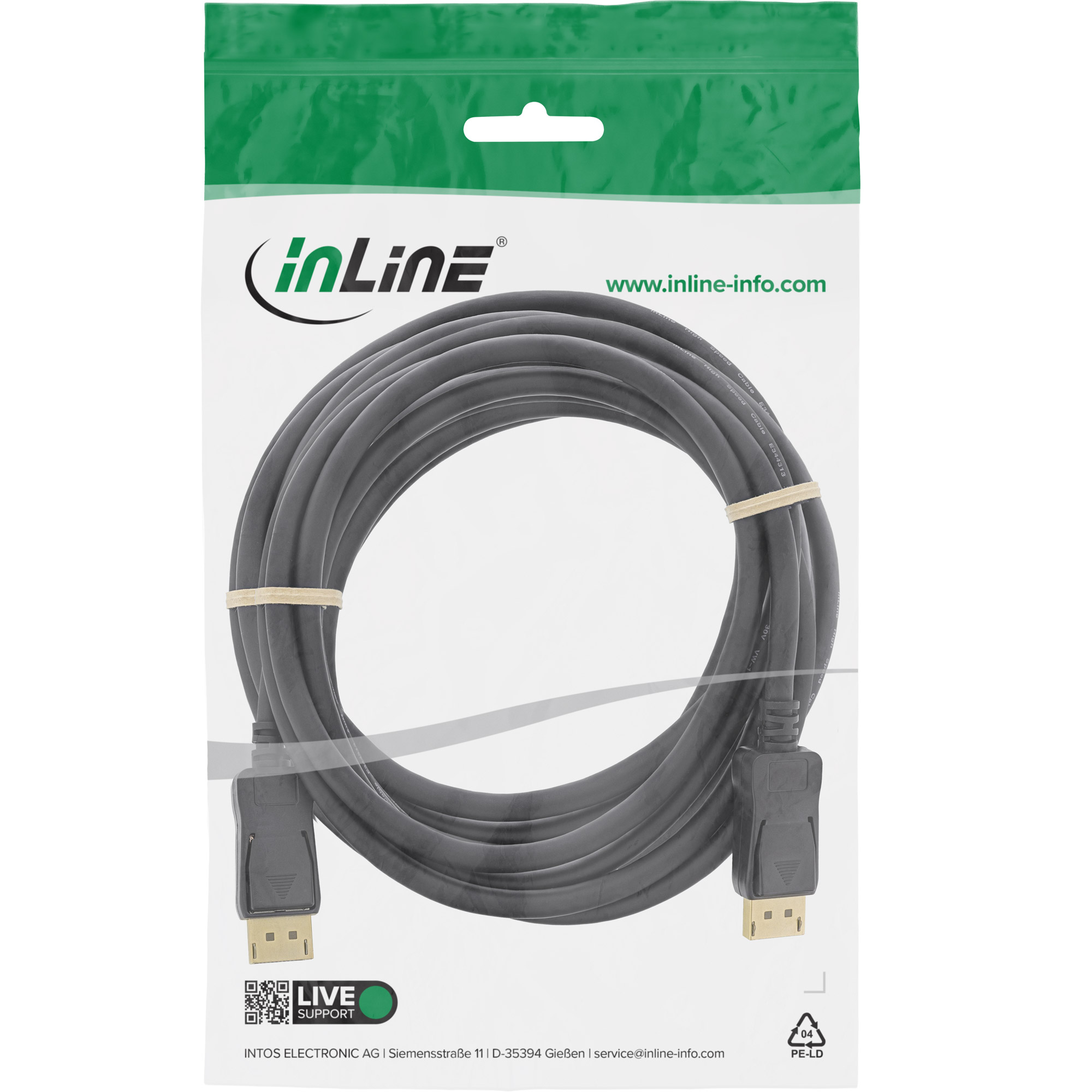 Inline® DisplayPort Kabel, schwarz, vergoldete Kontakte, 7,5m