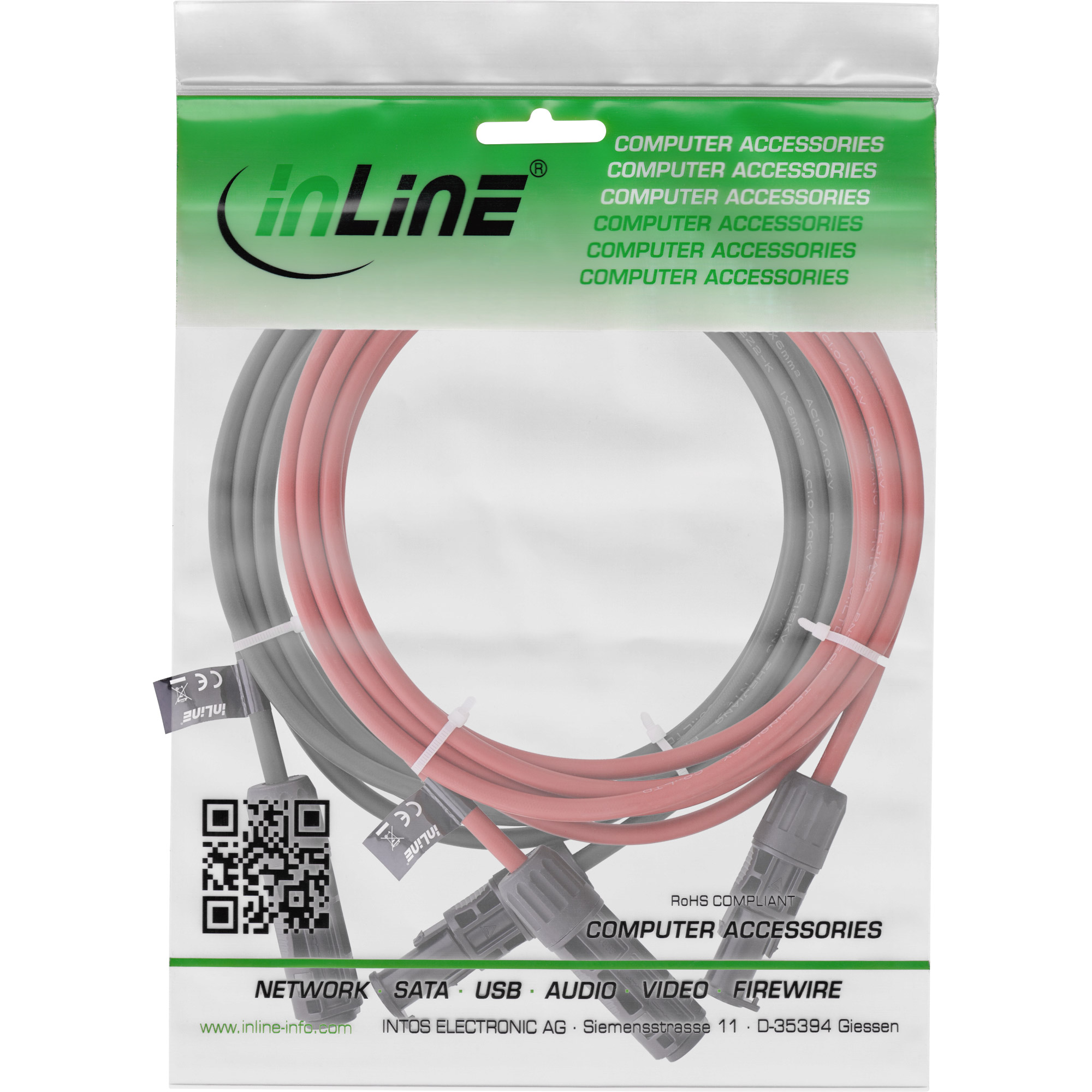 InLine® Solarkabel Verlängerungs-Set inkl. Solarstecker 4mm² schwarz/rot 5m