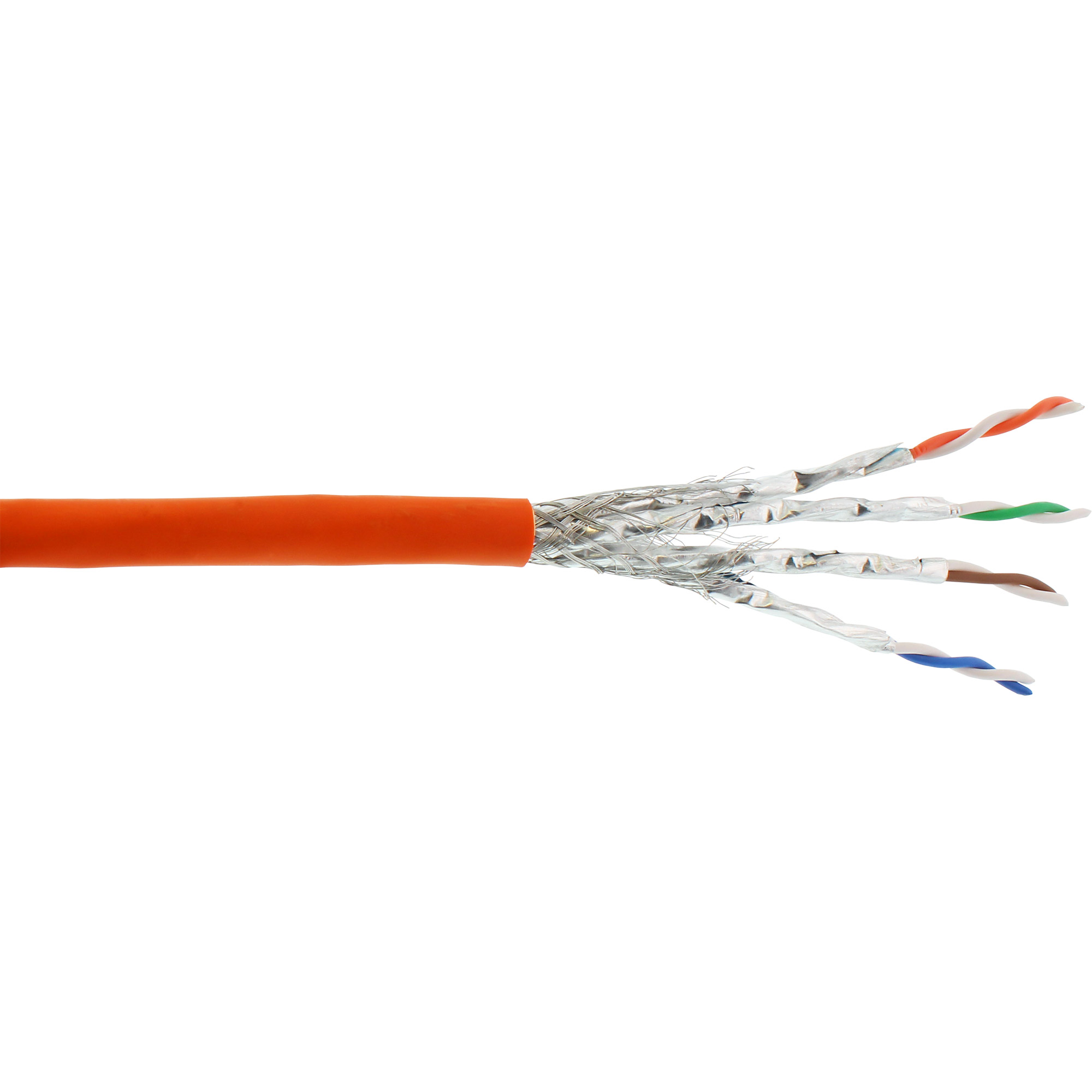 InLine® Verlegekabel Cat.7 S/FTP, CCA, 600MHz, PoE+, halogenfrei, orange, 15m