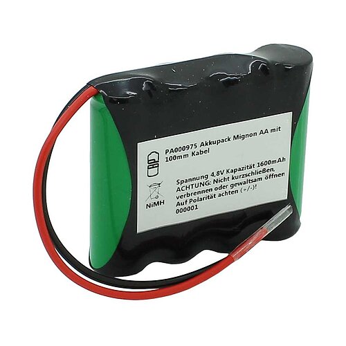 Akkupack NiMH 4,8V 1600mAh F1x4 Mignon AA mit 100mm Kabel