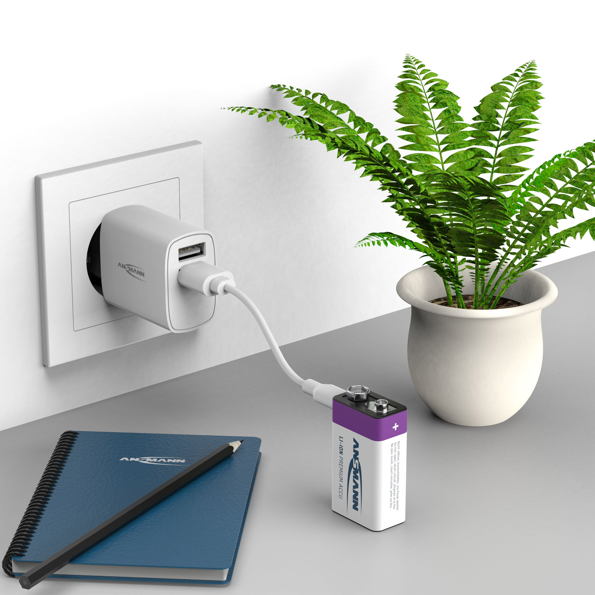 Ansmann NiMH 9V Block 400mAh HR6F22 Li-Ion Akku - 1er Verpackung Ansmann NiMH 9V Block 400mAh HR6F22 Li-Ion Akku - 1er Verpackung