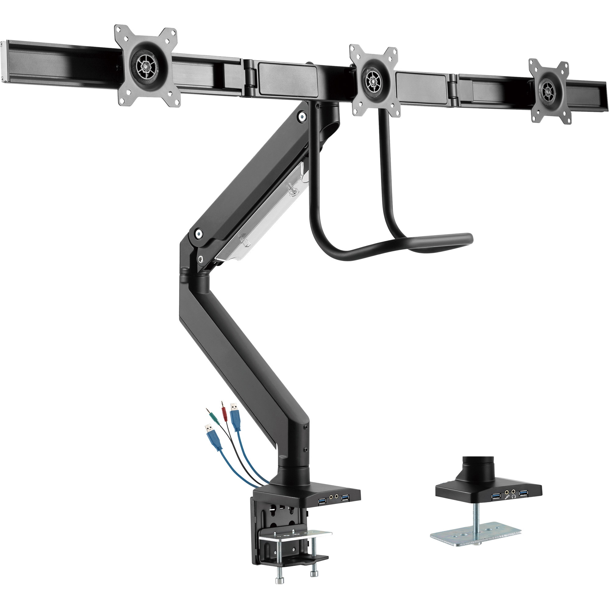 Inline® Tischhalterung mit Lifter+USB, beweglich, für 3 Monitore bis 69cm (27")