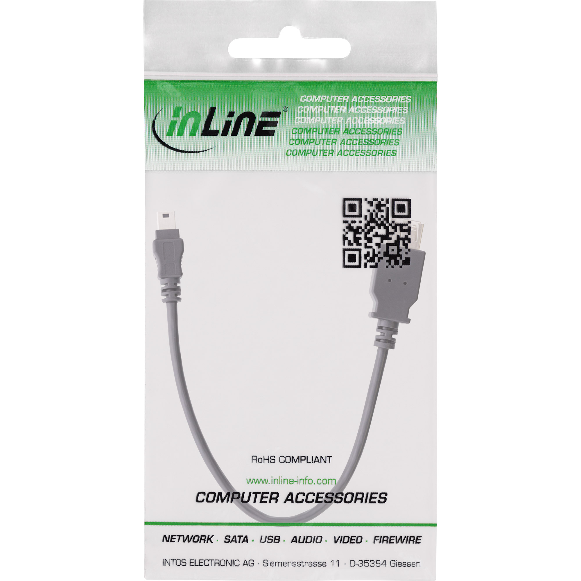 Inline® USB 2.0 Adapterkabel, Buchse A auf Mini-5-pol. Stecker, 0,2m
