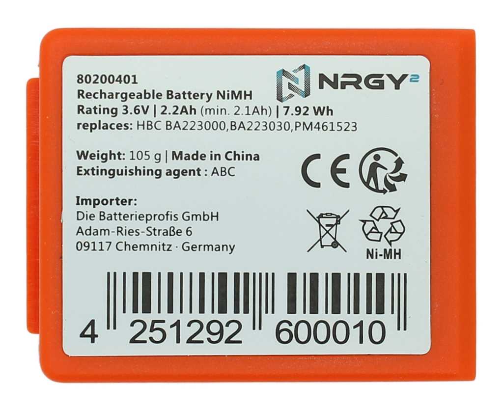 Kranakku NiMH 3,6V 2200mAh ersetzt HBC BA223000