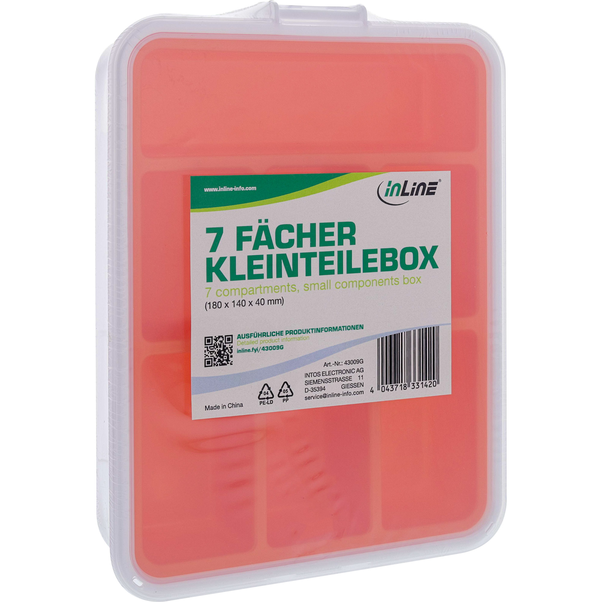 InLine® Kleinteilebox, 7 Fächer, Abmessungen: 180x140x40mm, orange InLine® Kleinteilebox, 7 Fächer, Abmessungen: 180x140x40mm, orange