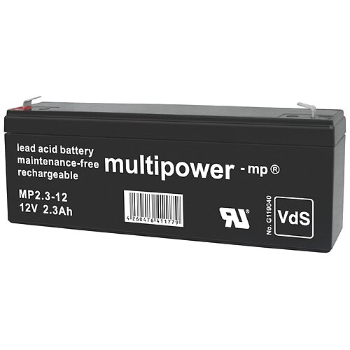 Multipower MP2.3-12 AGM Akku 12 V 2,3 Ah - 4,8 mm Faston Anschluss