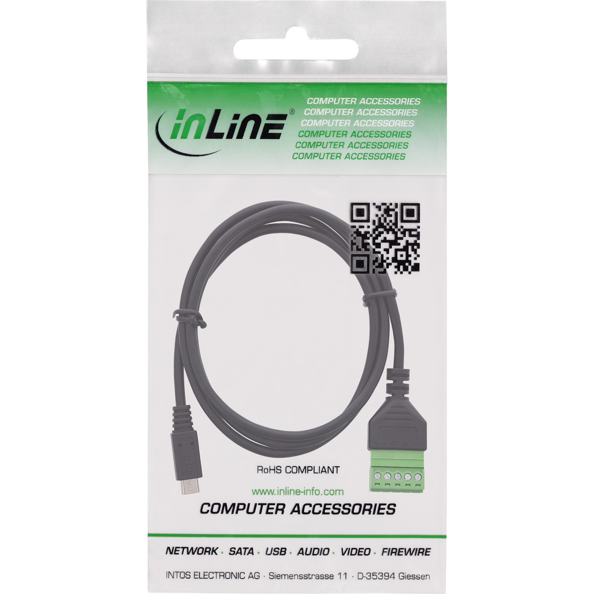 InLine® Micro USB Stecker an Terminalblock, 5-polig, mit Kabel