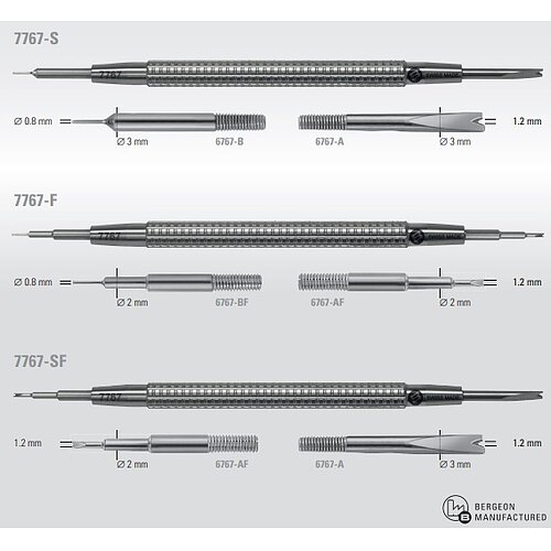 Bergeon 7767-F Federstegwerkzeug Edelstahl Inox- 145 mm lang Griff mit speziellem Profil