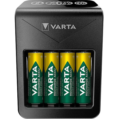 NiMH Akku LCD+ Plug Ladegerät 0,45A Varta 57687 für AA Mignon AAA Micro 9 V Block USB