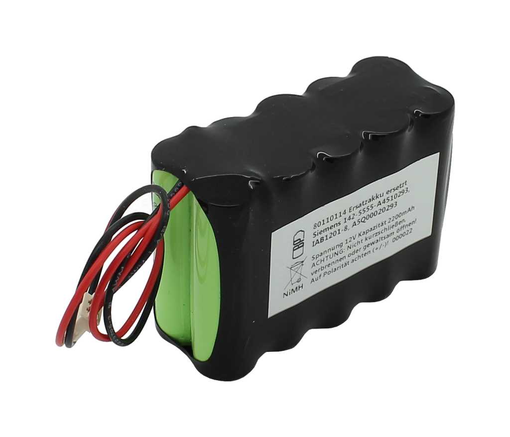 Ersatzakku NiMH 12,0V 2200mAh ersetzt Siemens 142-5555-A4510293, IAB1201-8, A5Q00020293 Ersatzakku NiMH 12,0V 2200mAh ersetzt Siemens 142-5555-A4510293, IAB1201-8, A5Q00020293