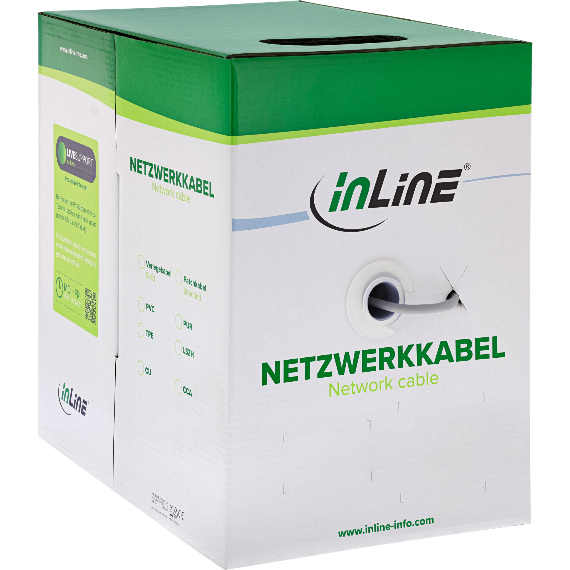 Inline® Patchkabel Cat.5e, grau, F/UTP, AWG26 CCA, PVC, 100m