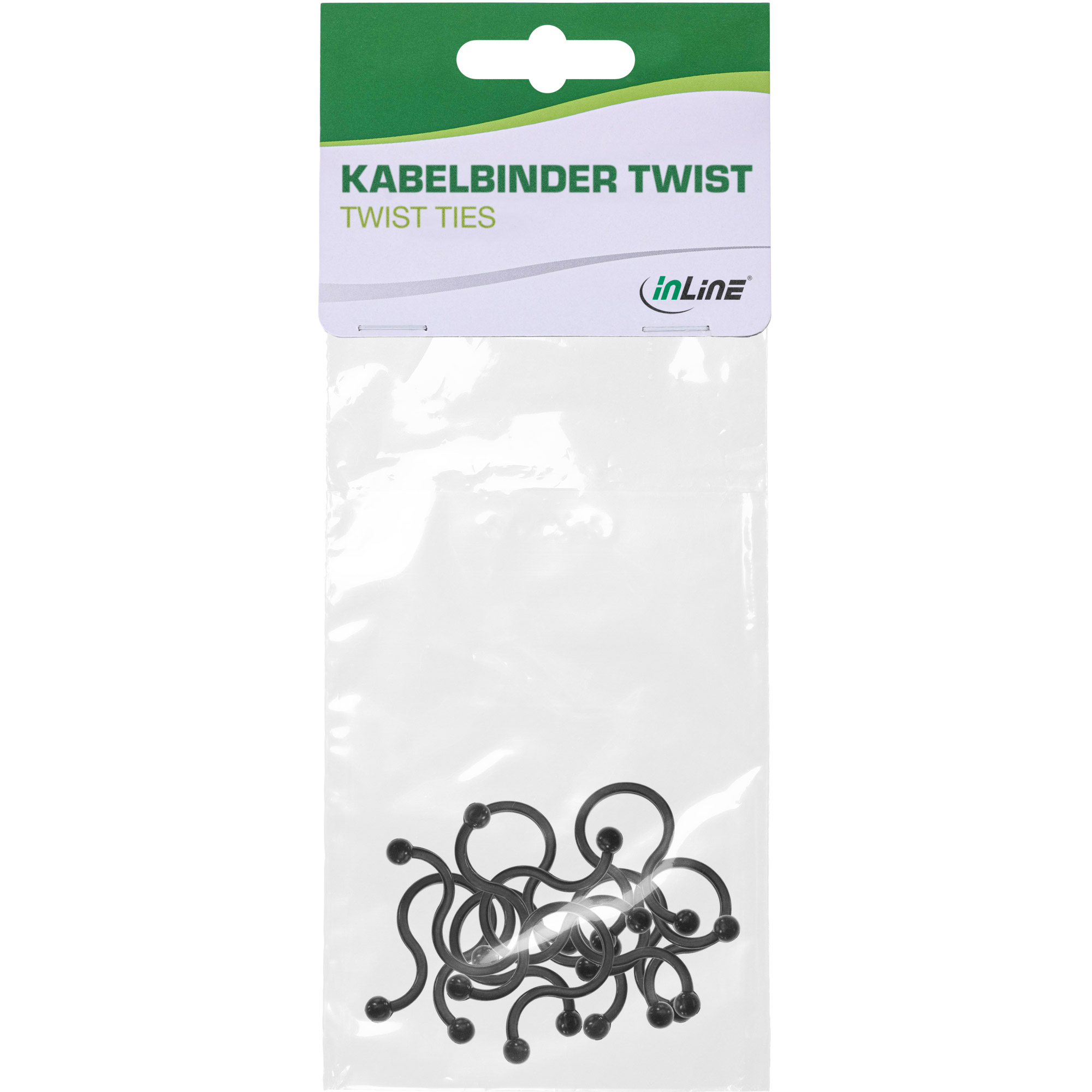 Inline® Kabelbinder Twist 18-22mm, schwarz, 10 Stück