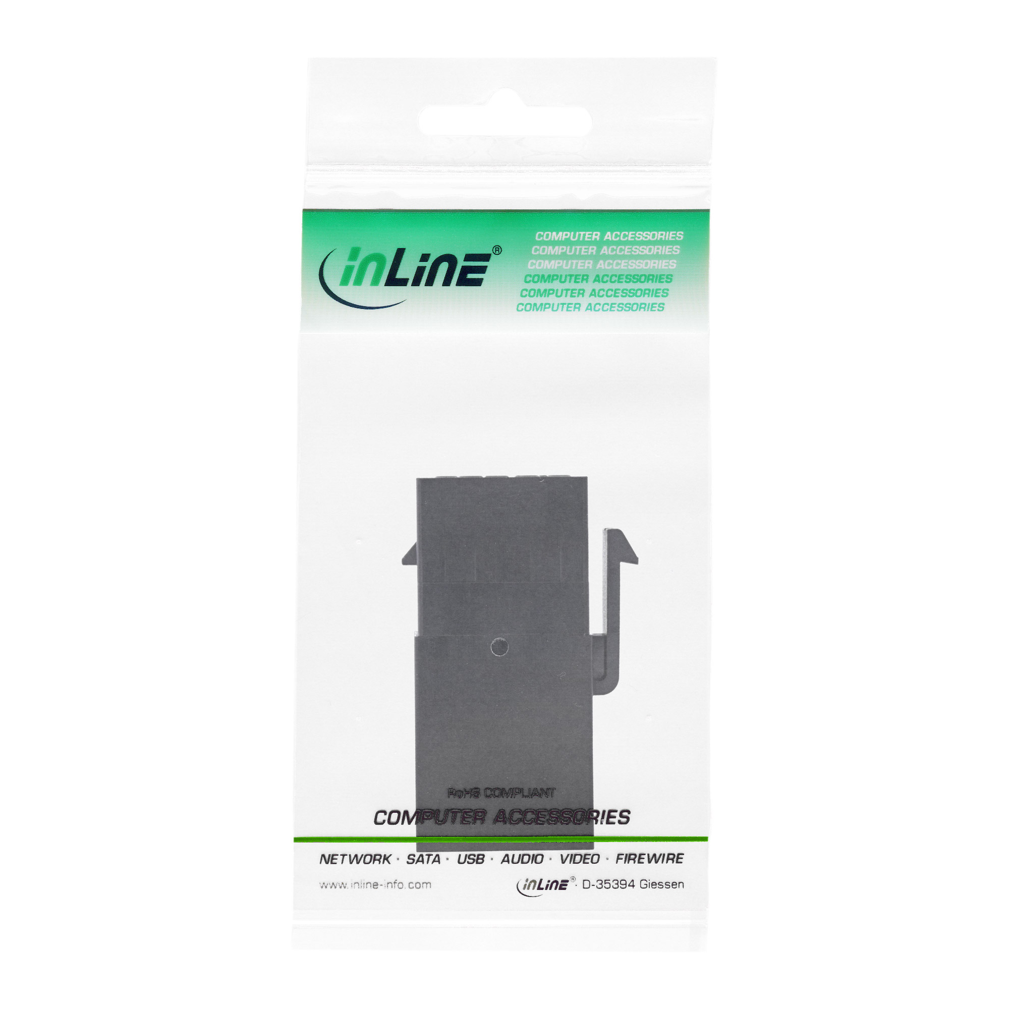 Inline® USB 3.1 Keystone Snap-In Einsatz, USB-A Buchse / Buchse, schwarz