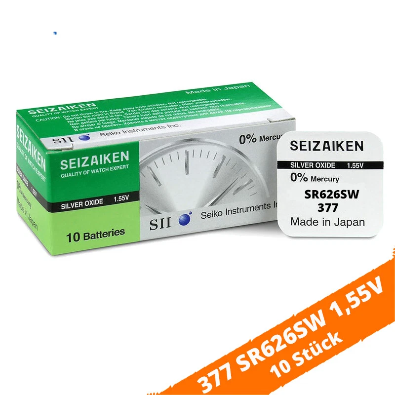 10x SR626SW SR66 377 Silberoxid Batterie Seizaiken 1,55 V