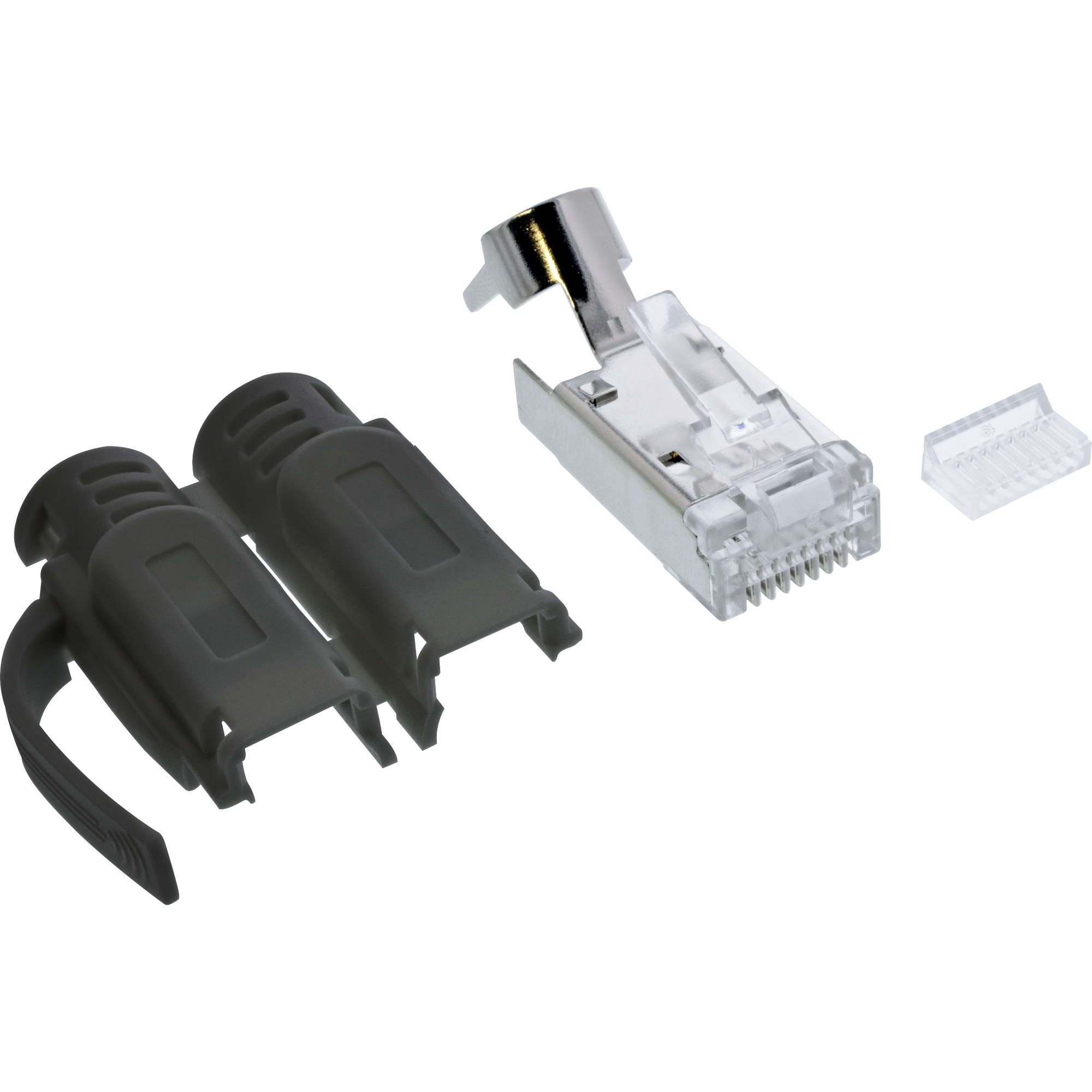 10x Inline® Crimpstecker Cat.6A RJ45 geschirmt, 3-teilig schwarz