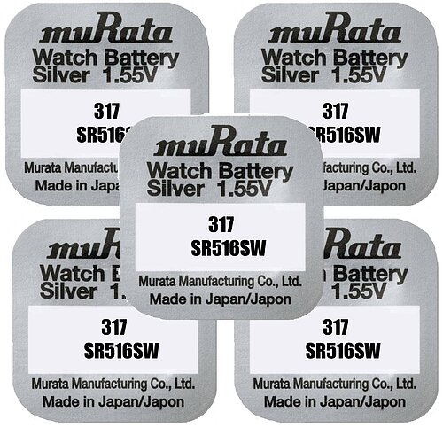 5x Murata SR516SW SR62 317 Silberoxid Batterie 1,55 V 5x Murata SR516SW SR62 317 Silberoxid Batterie 1,55 V