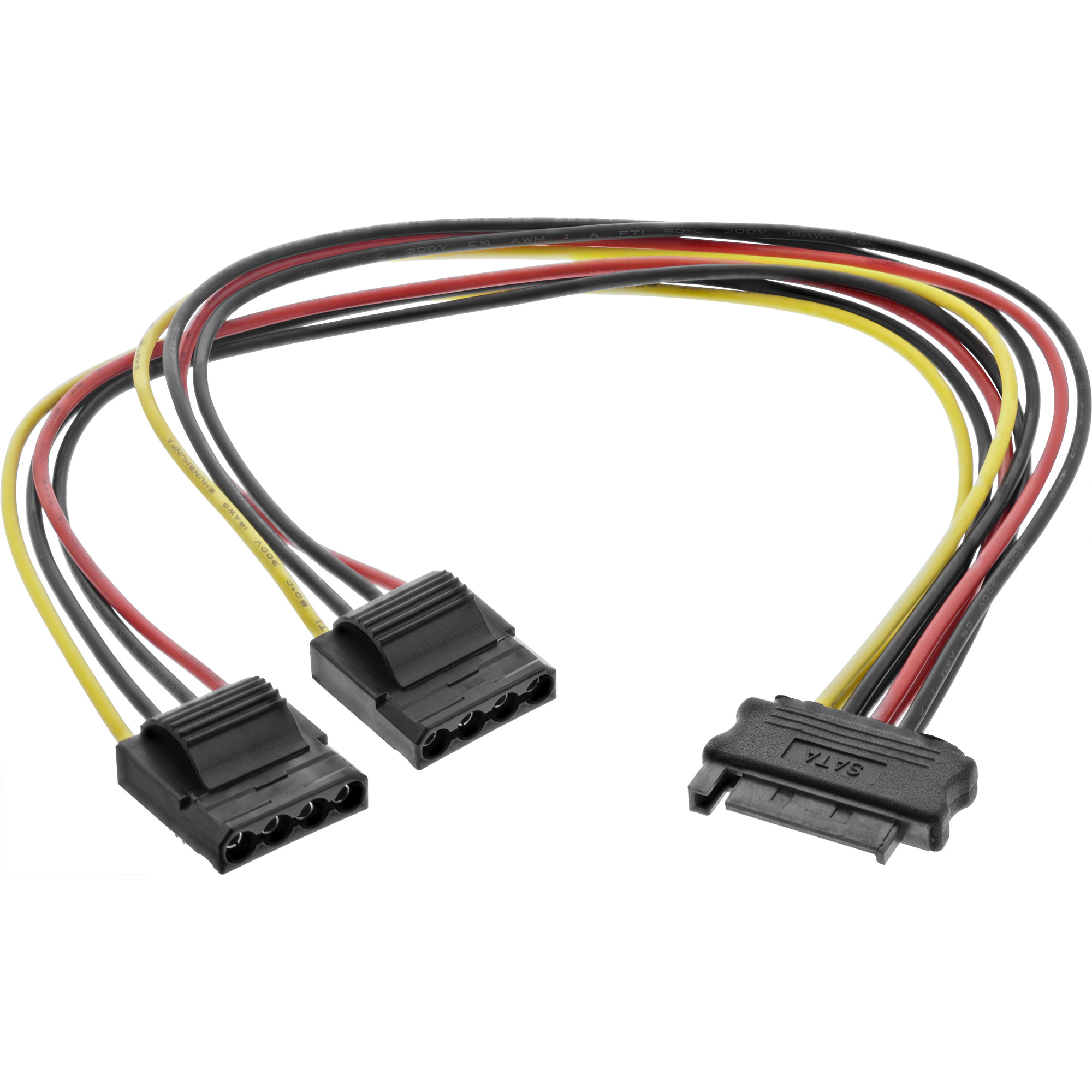 Inline® SATA Strom-Y-Kabel, SATA Buchse an 2x 13,34cm (5,25") Stecker, 0,3m