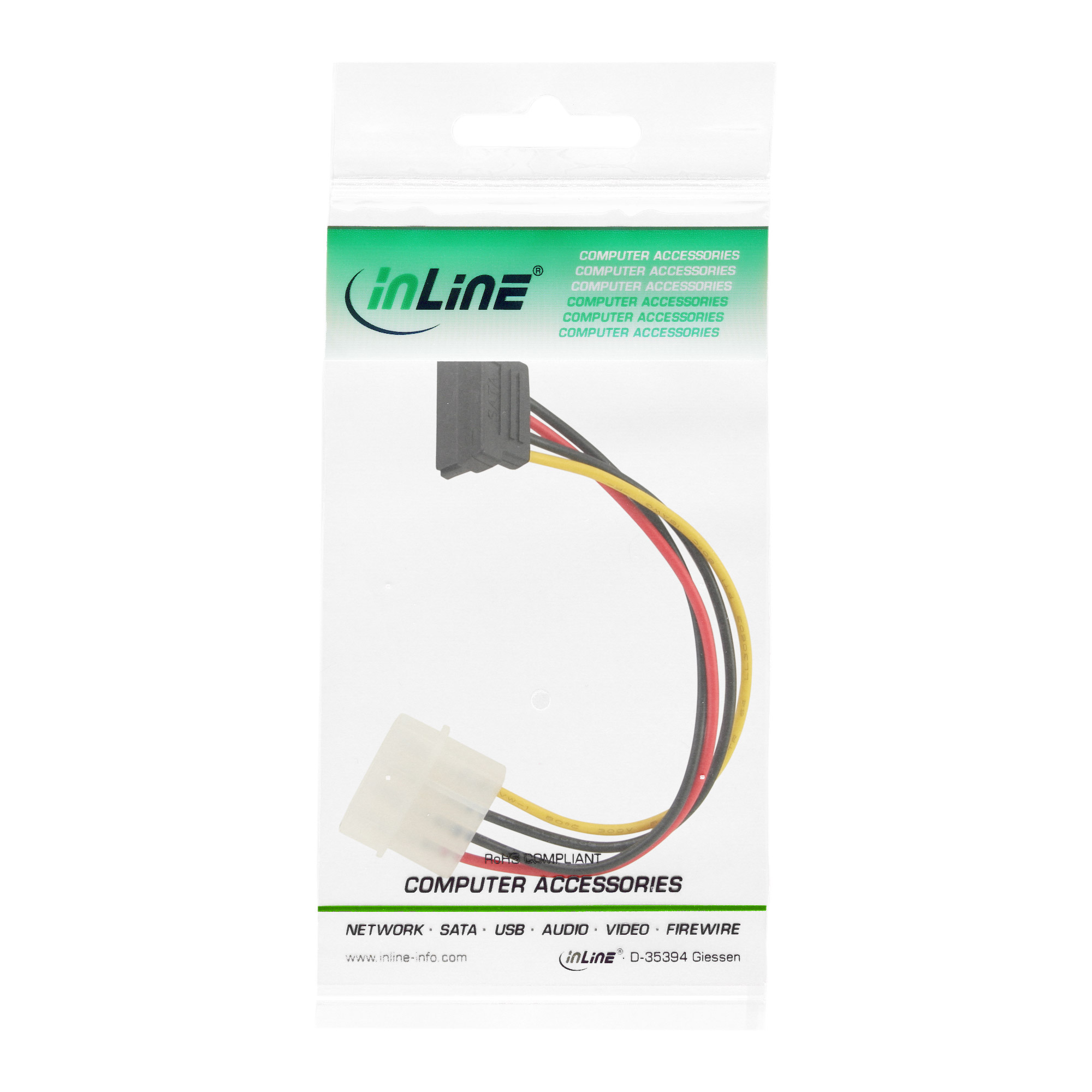 Inline® SATA Stromadap.-kab., 1x 13,34cm (5,25") BU/15pol SATA ST, unten abgew.