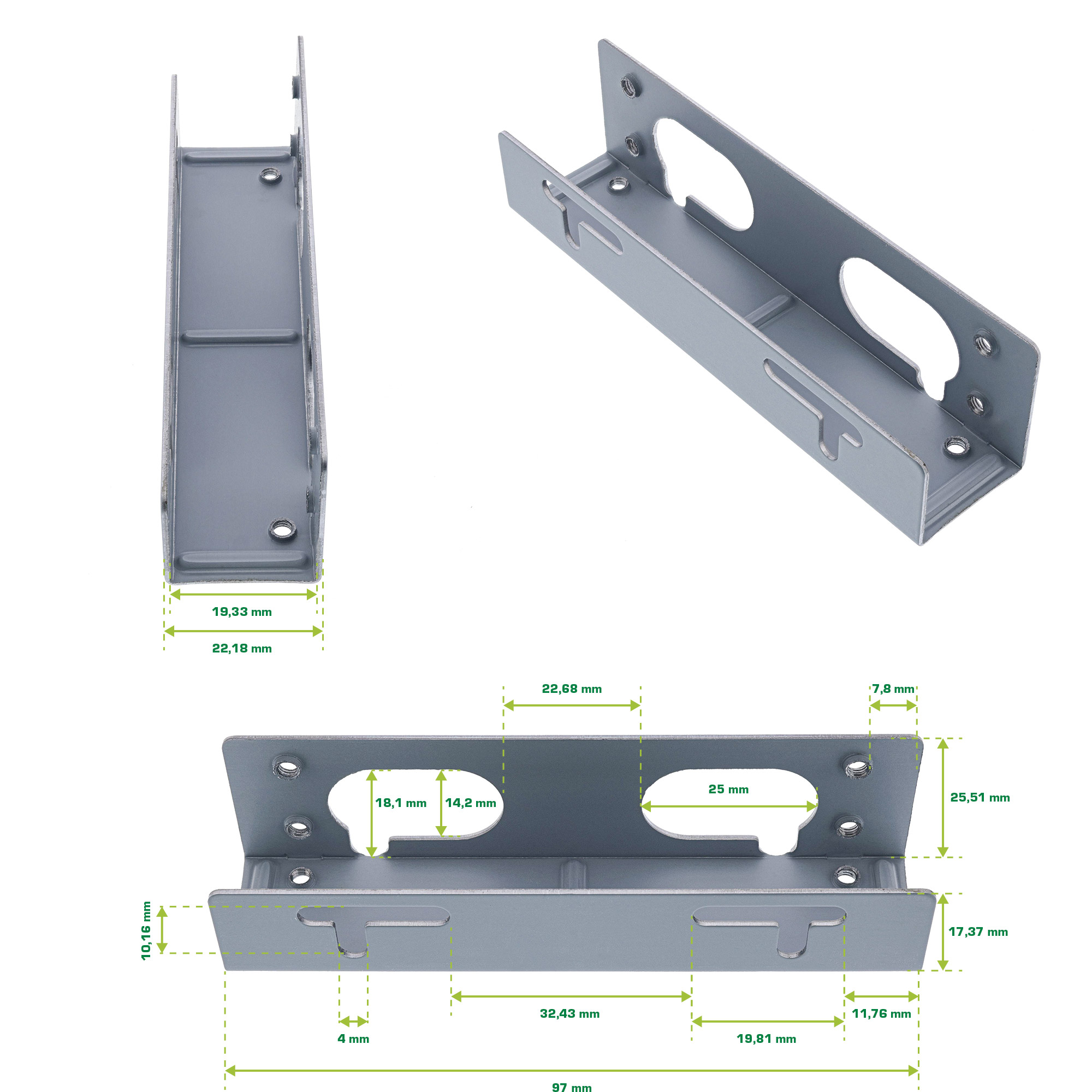 Inline® HDD Einbauschienen, für 8,89cm (3,5") Festplatten
