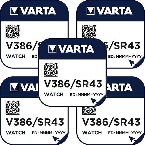 5x Varta SR43W 386 Silberoxid Batterie 1,55