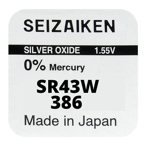 1x SR43W 386 Silberoxid Batterie Seizaiken 1,55 V