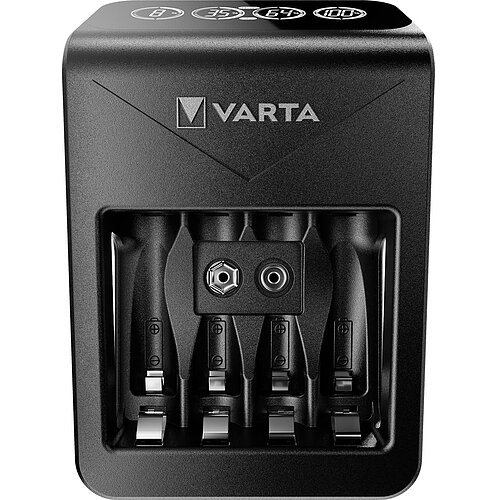 NiMH Akku LCD+ Plug Ladegerät 0,45A Varta 57687 für AA Mignon AAA Micro 9 V Block USB