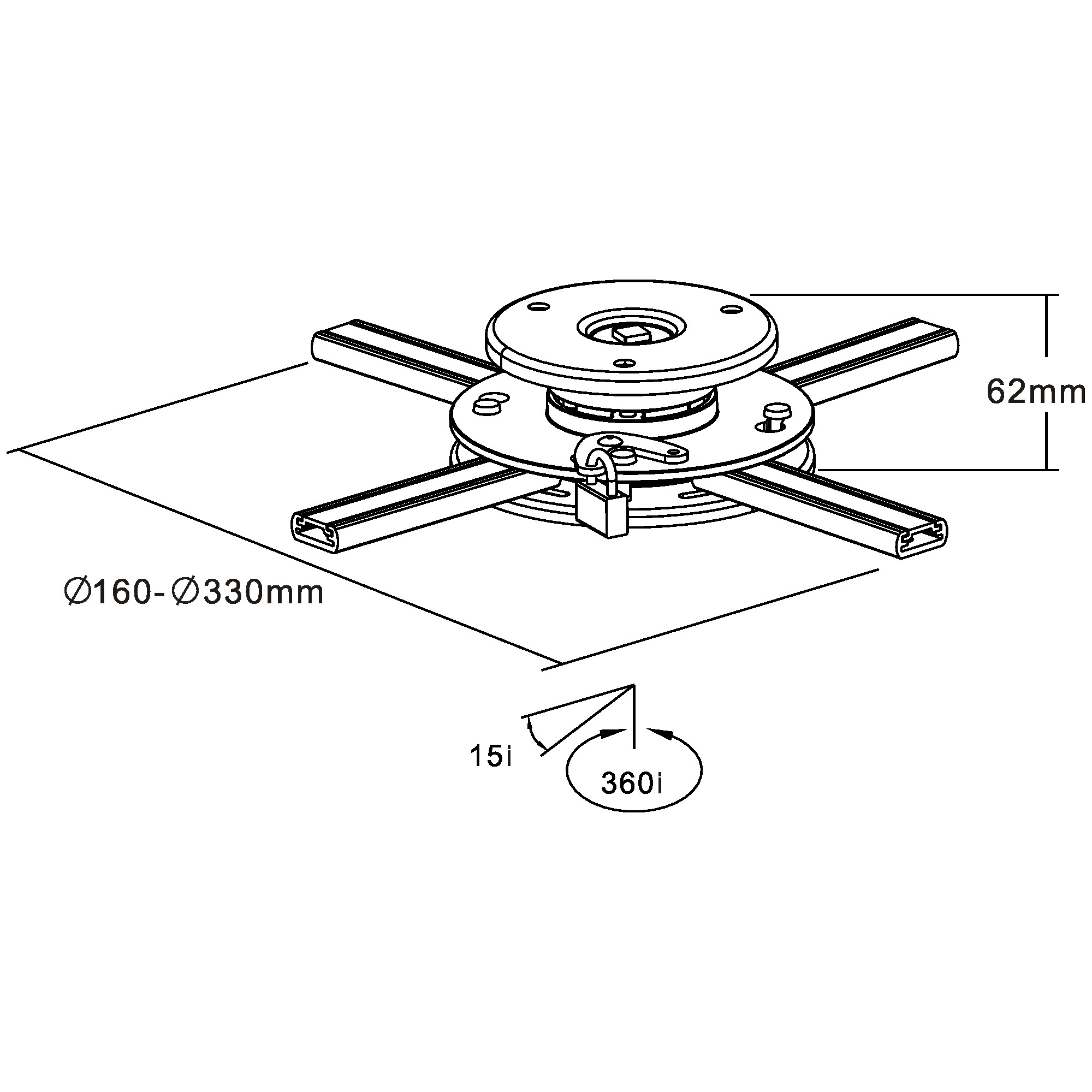 Inline® Deckenhalterung für Beamer, max. 20kg