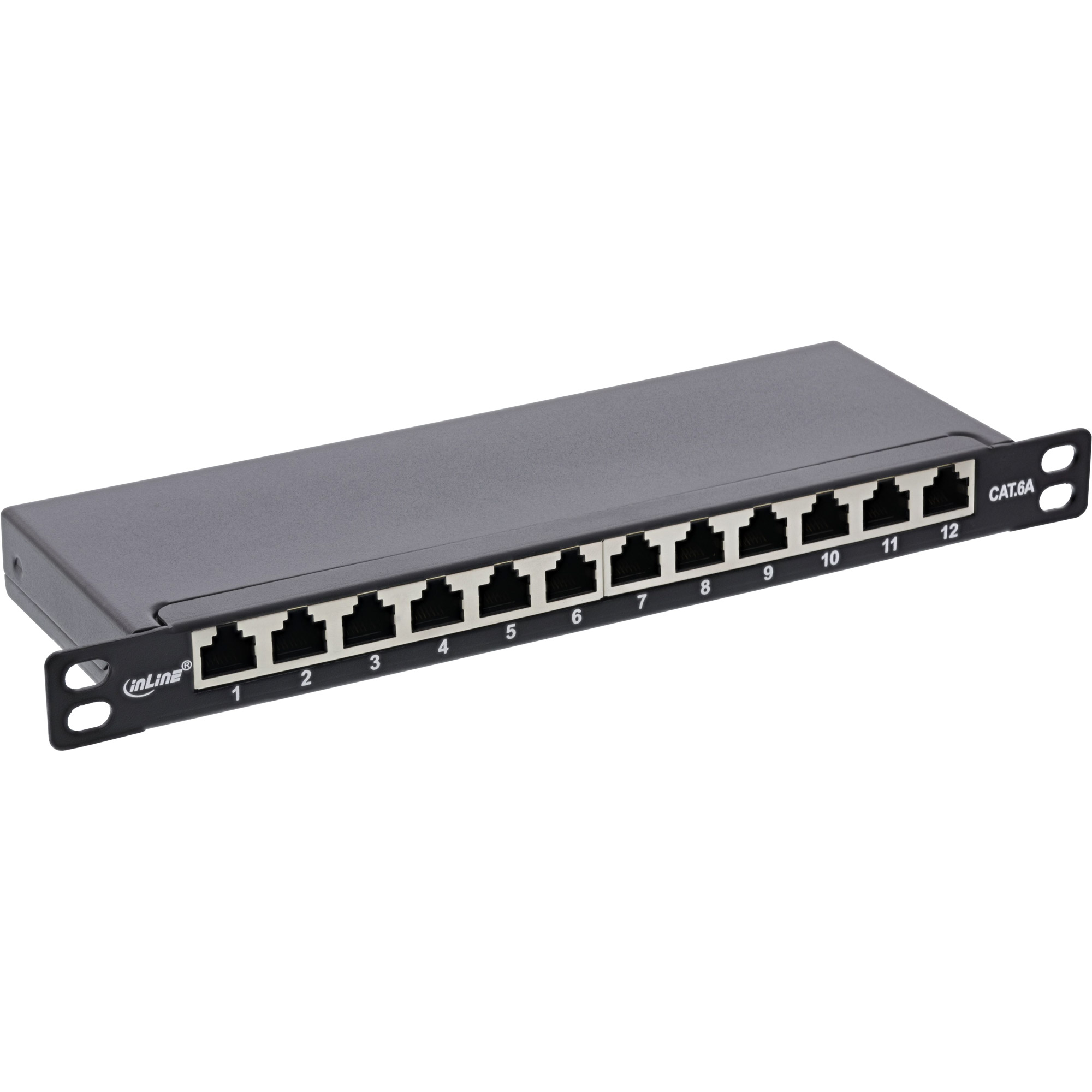 Inline® Patchfeld Cat.6A 12-fach 10" 0,5HE schwarz, RAL9005