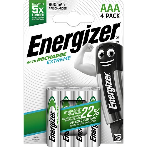 4x Energizer NiMH AAA Micro 800mAh HR03 Extreme Akku