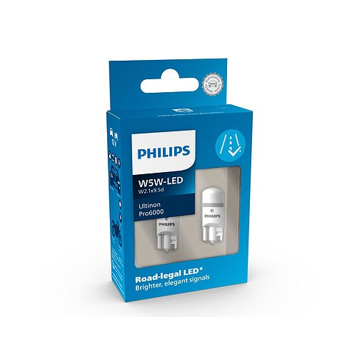 Philips LED W5W 12V 0,9W Ultinon Pro6000 mit Straßenzulassung 6000K 2 Stück