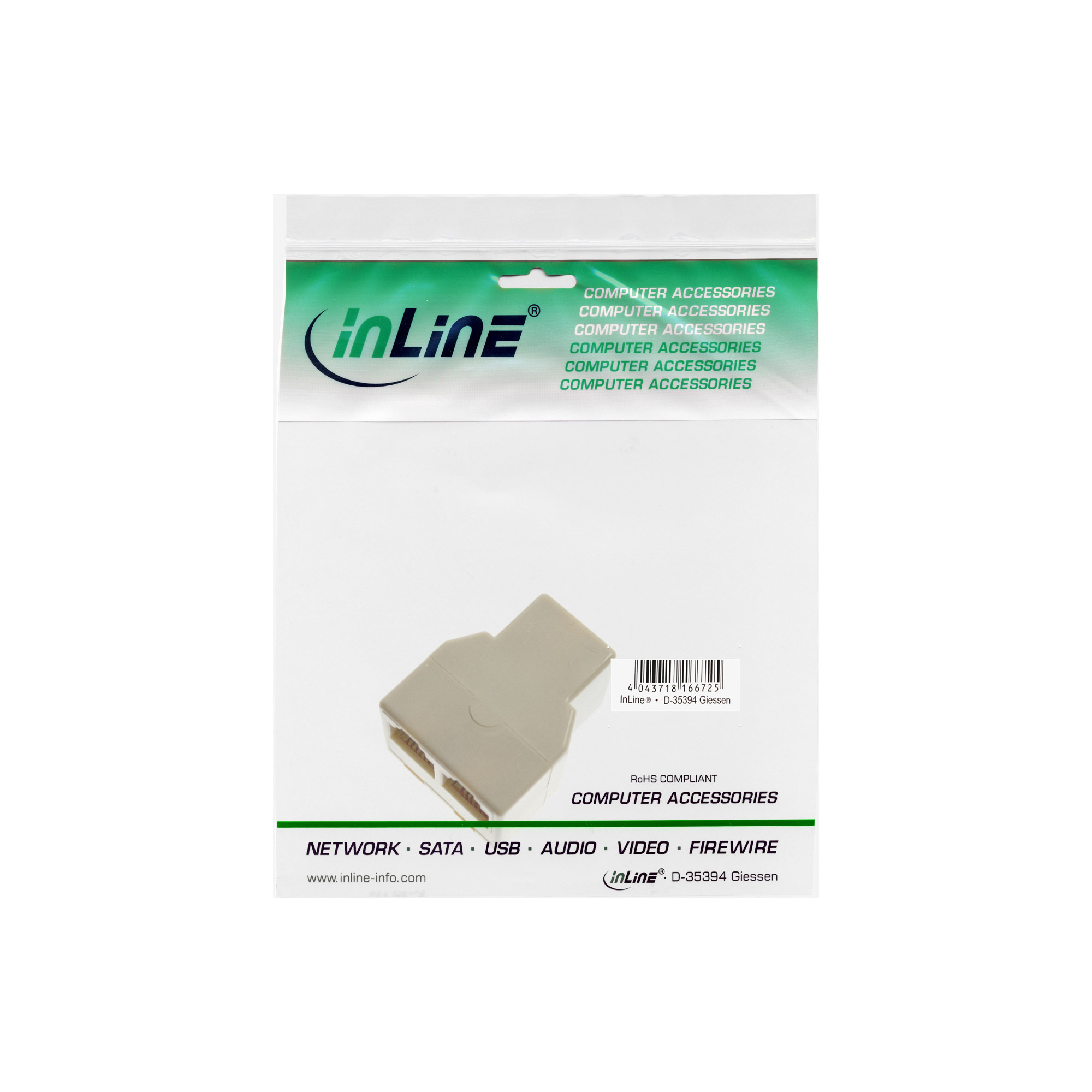 Inline® Modular Verteiler, 1x RJ12 Buchse auf 2x RJ12 Buchse Inline® Modular Verteiler, 1x RJ12 Buchse auf 2x RJ12 Buchse