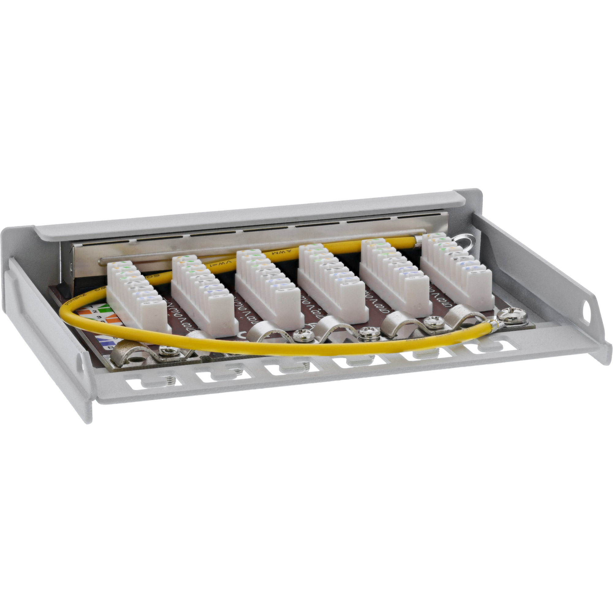 Inline® Patchfeld Cat.6A 0,5HE 6-fach, Tisch/Wand/Hutschiene, grau, Staubschutz
