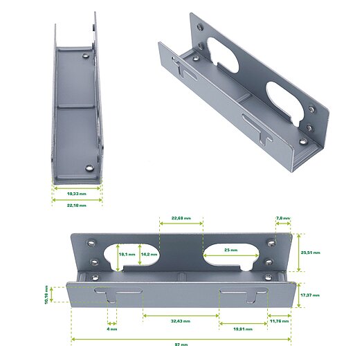 Inline® HDD Einbauschienen, für 8,89cm (3,5") Festplatten, bulk